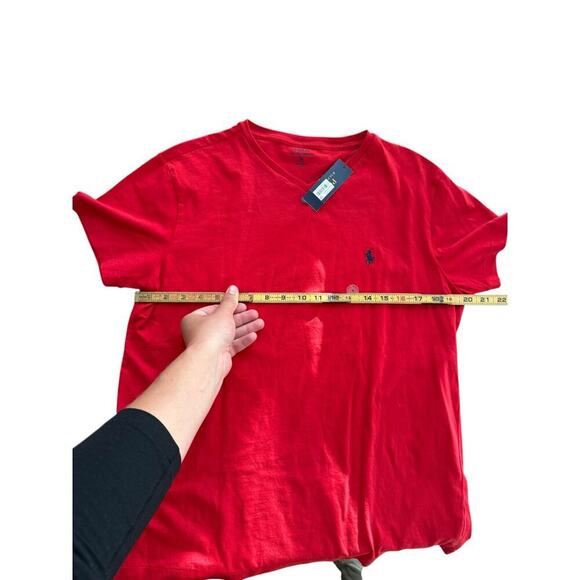 NWT Polo Ralph Lauren Men's Red Classic V Neck T-Shirt Size Small - Picture 4 of 6